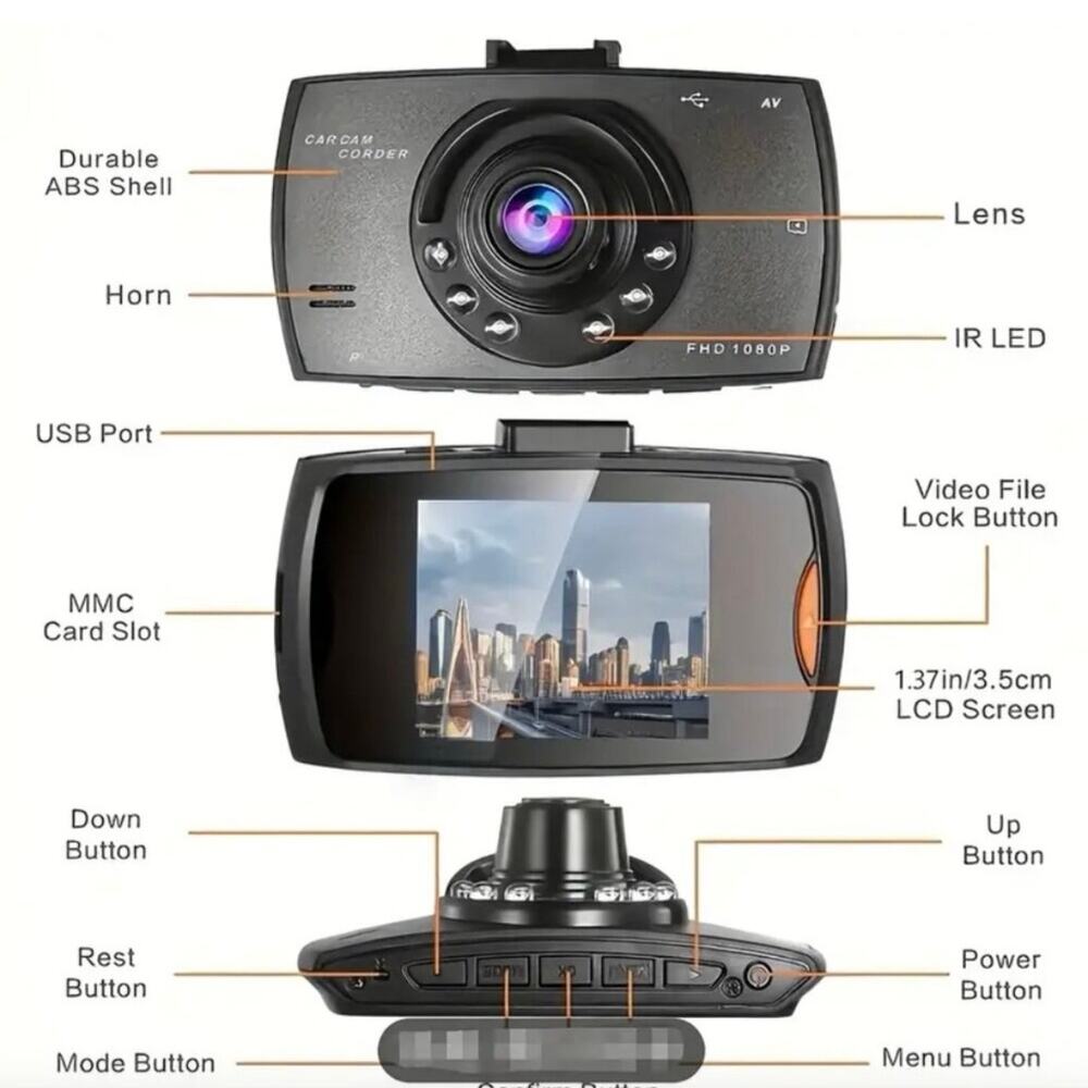 NEW HD 1080P Advanced Portable Dash Cam 2.7" LCD & Night Vision Camera + Mount - Picture 8 of 8
